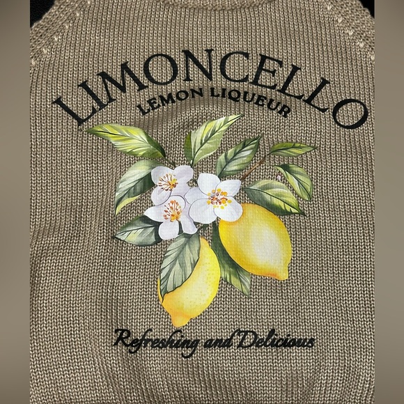Limoncello Graphic Knit Tank Top - Beige with Yellow Lemon Print - Picture 4 of 7
